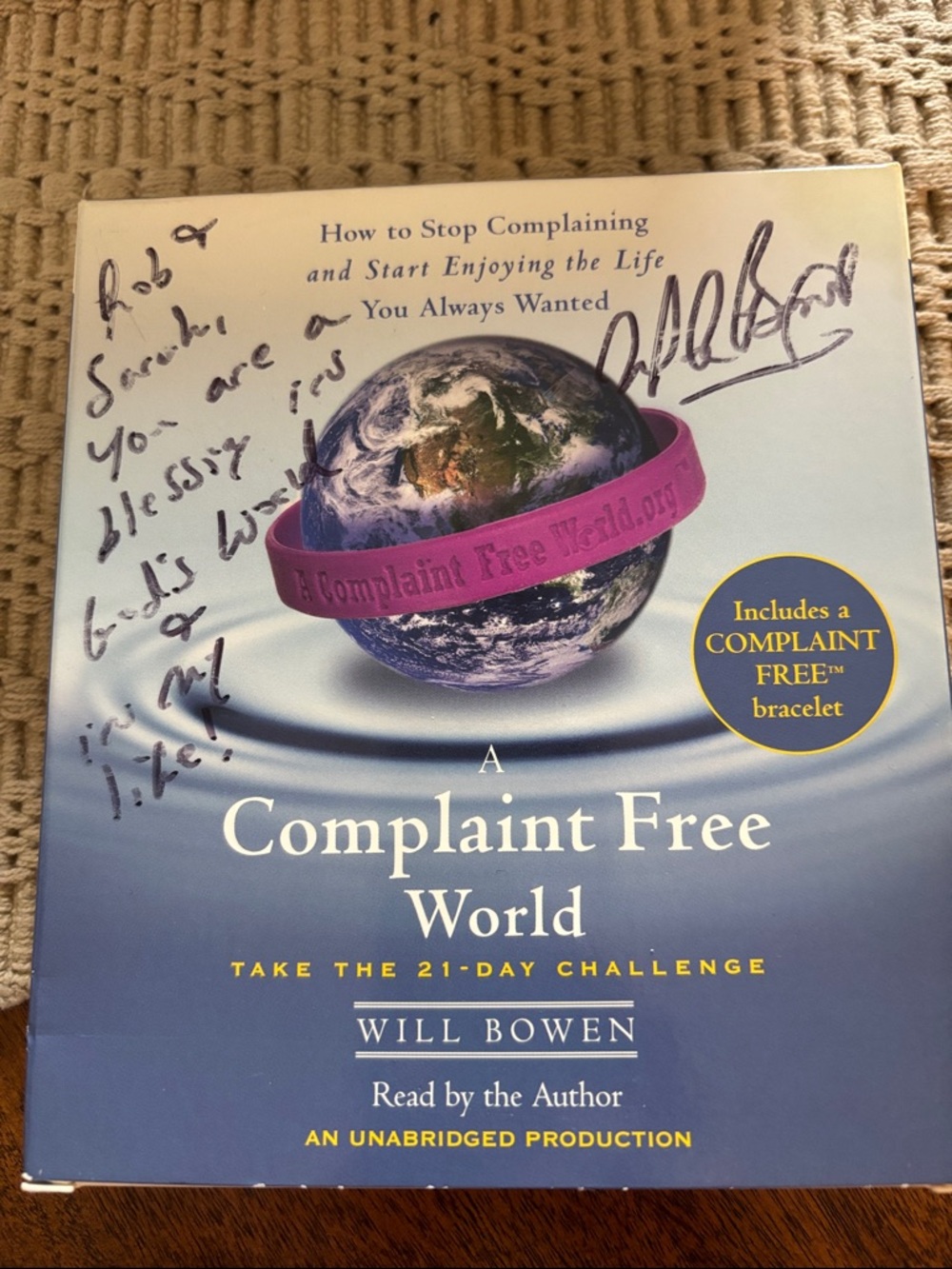 Signed Copy: A Complaint Free World Audiobook by Will Bowen
